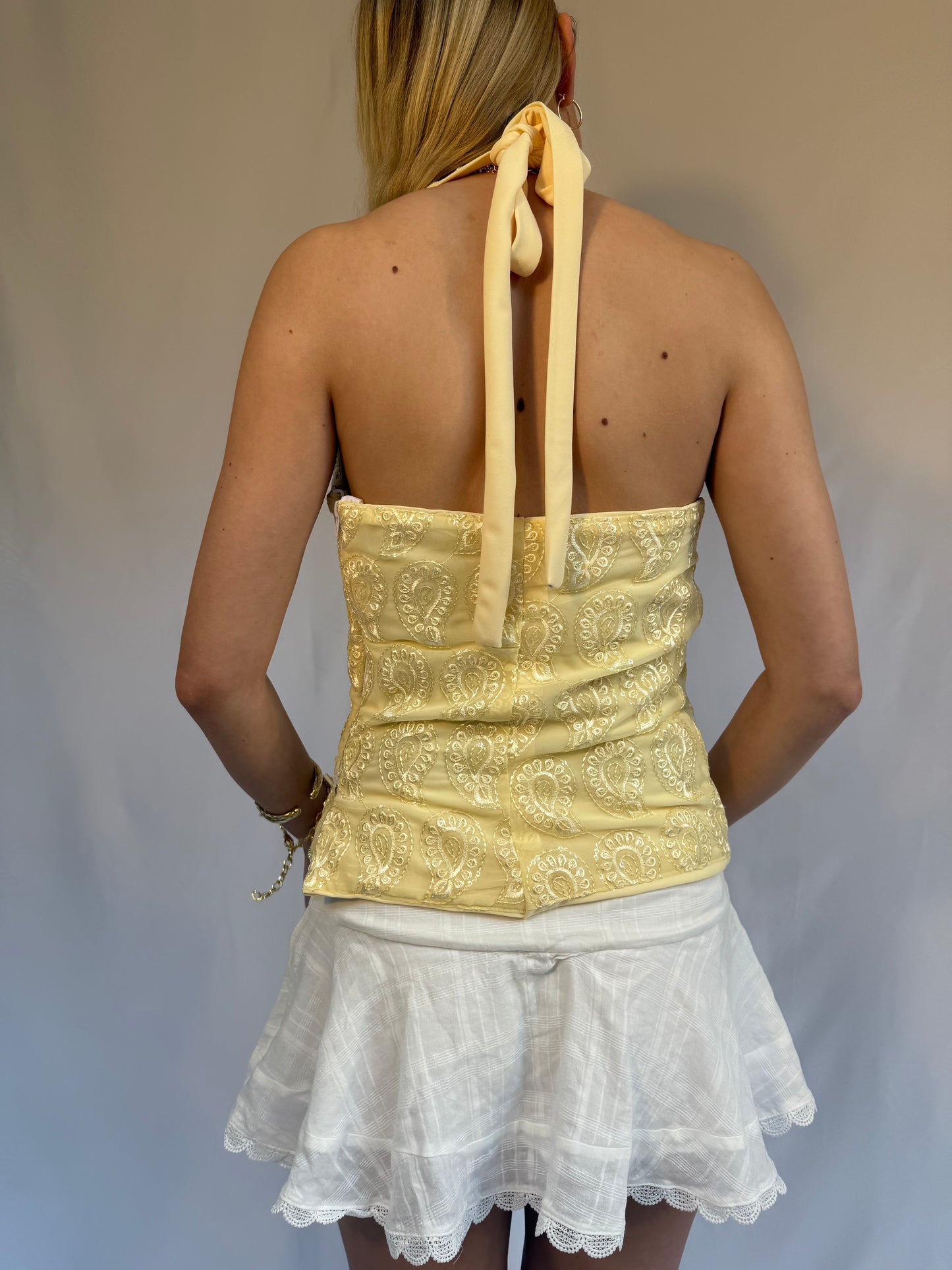 Cordelia Top in Paisley Yellow
