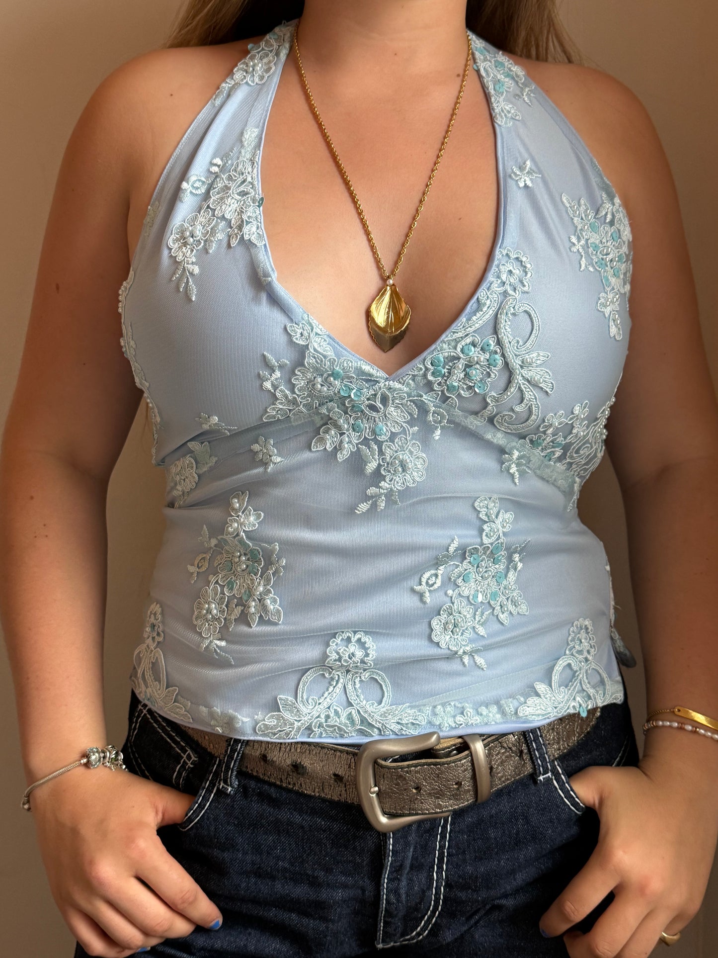 Cordelia Top in Beaded Blue