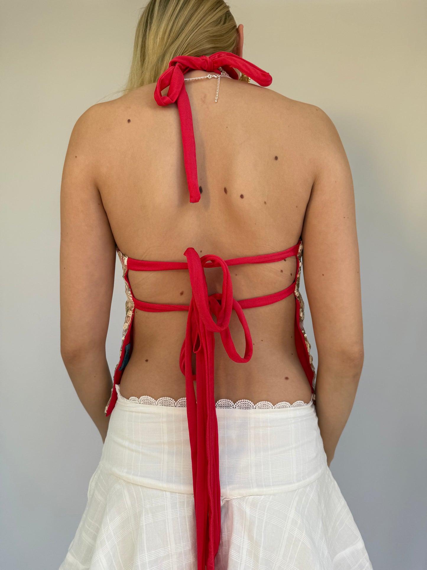 Arella Top in Gold and Red