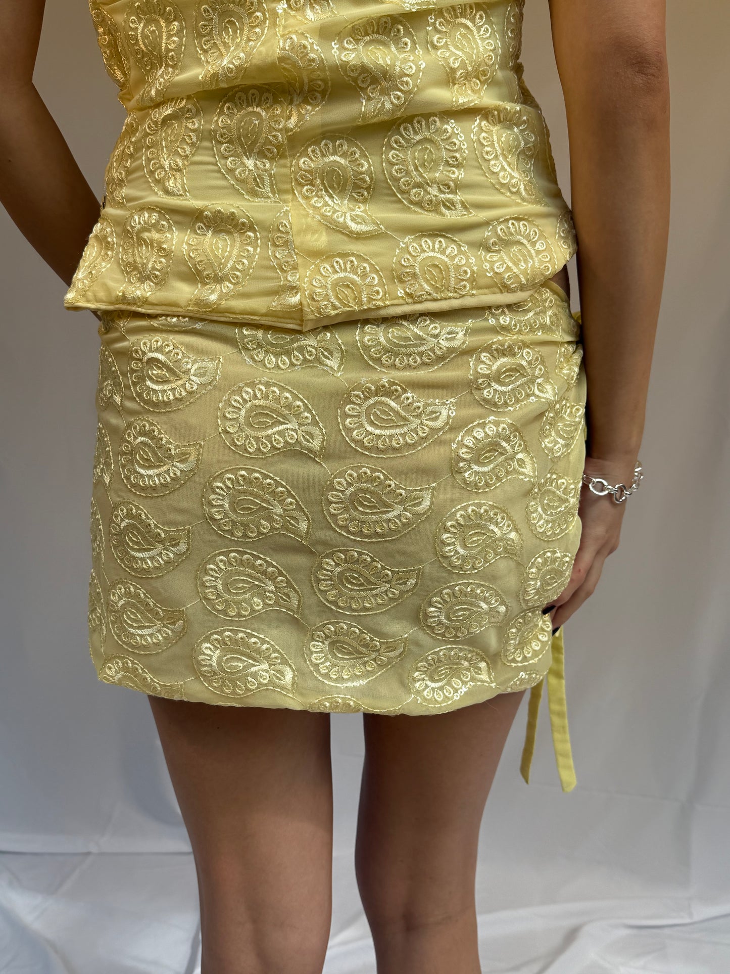 Cleo Wrap Skirt in Paisley Yellow