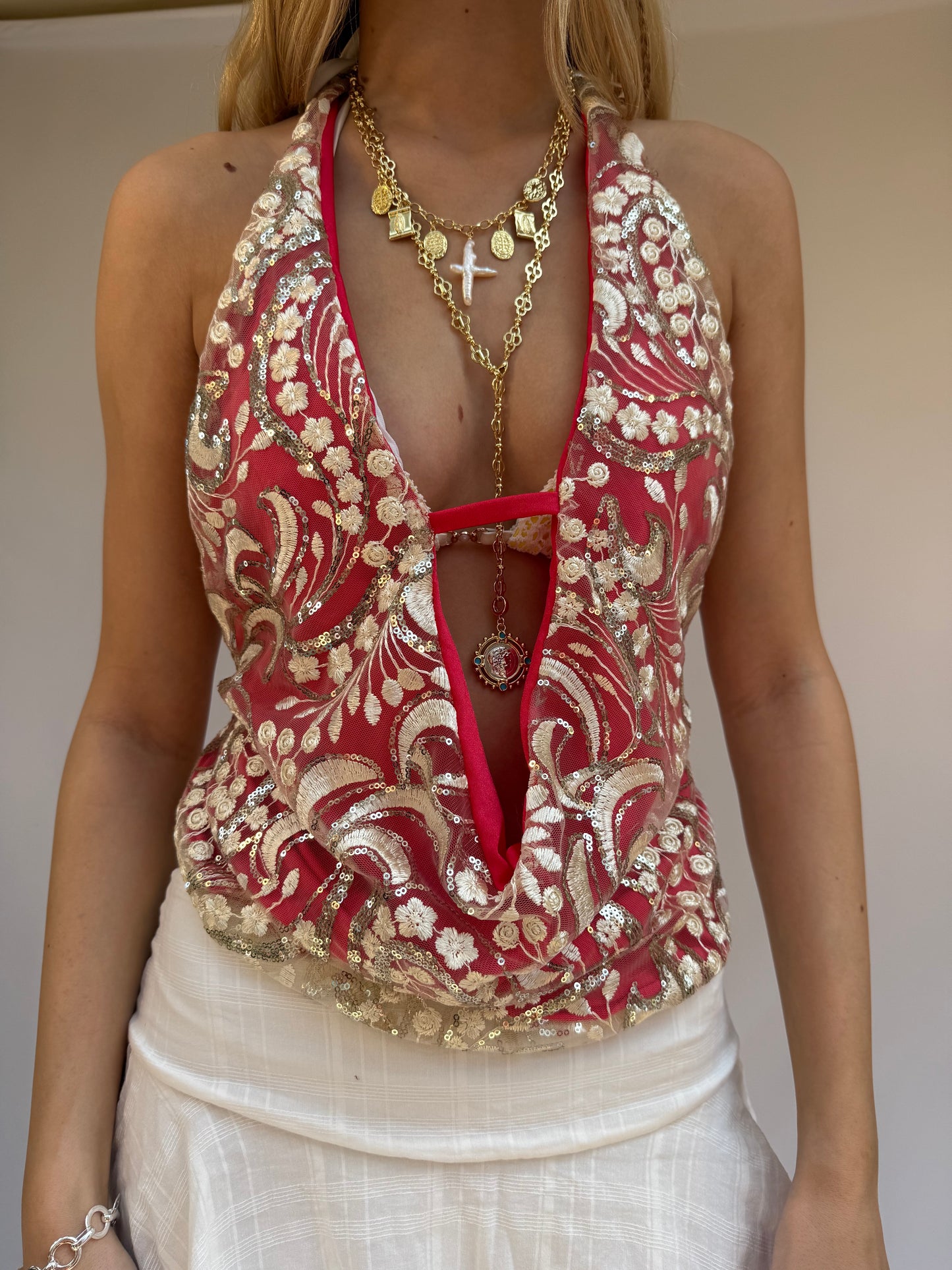Florence Top in Gold and Red