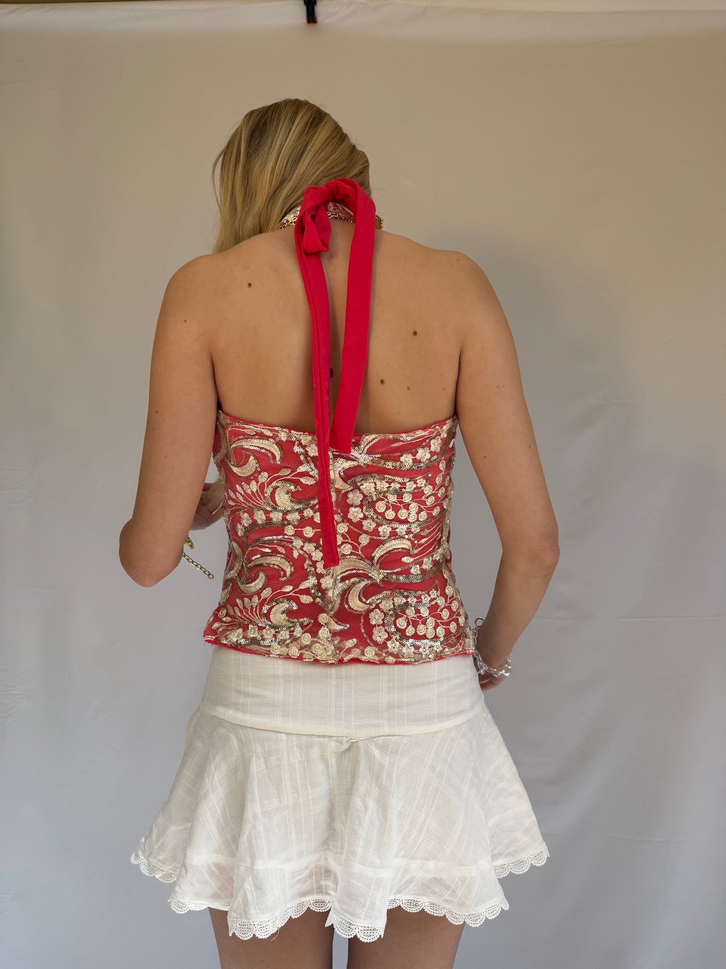 Cordelia Top in Gold and Red