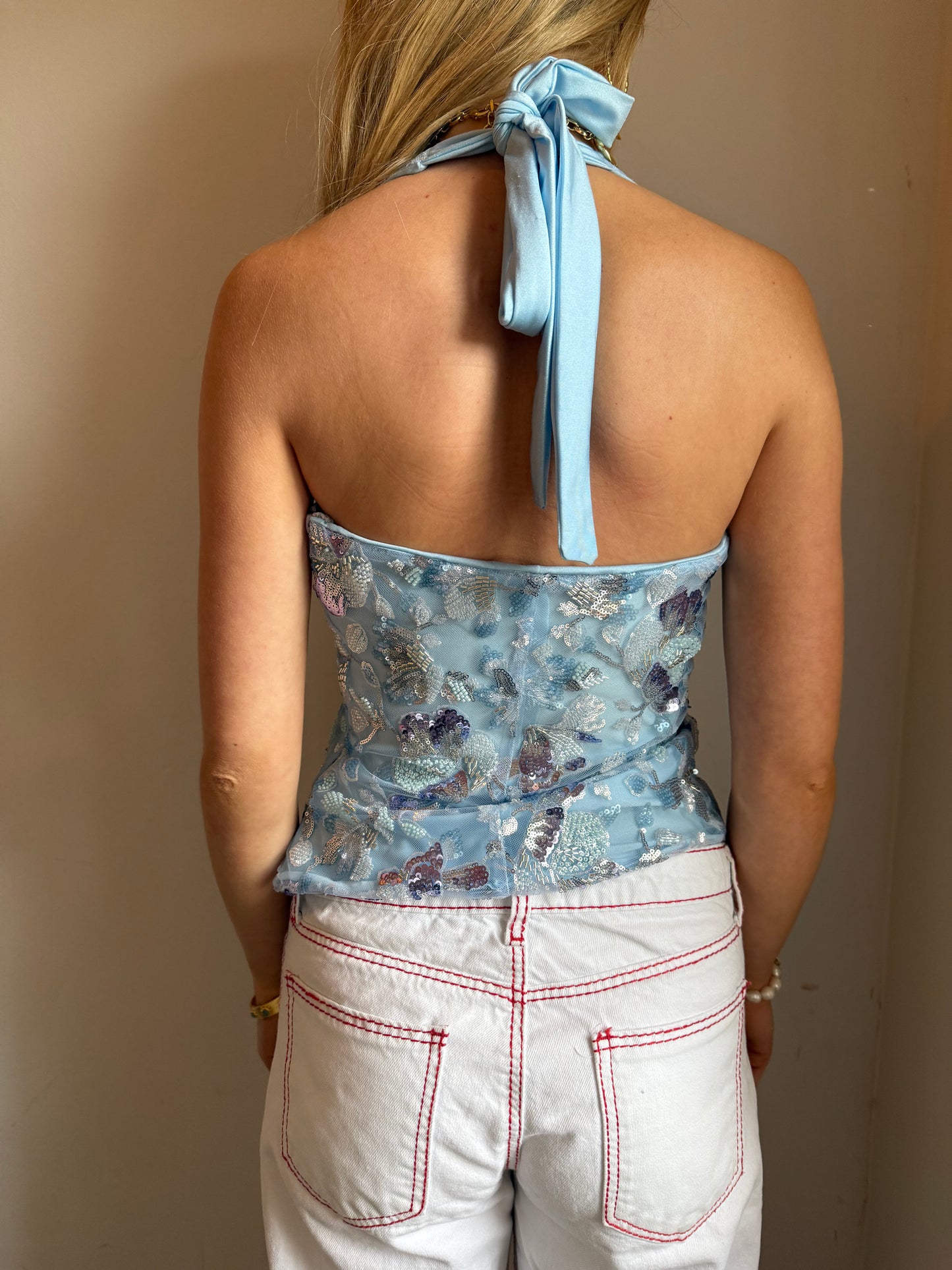 Cordelia Top in Multi Blue