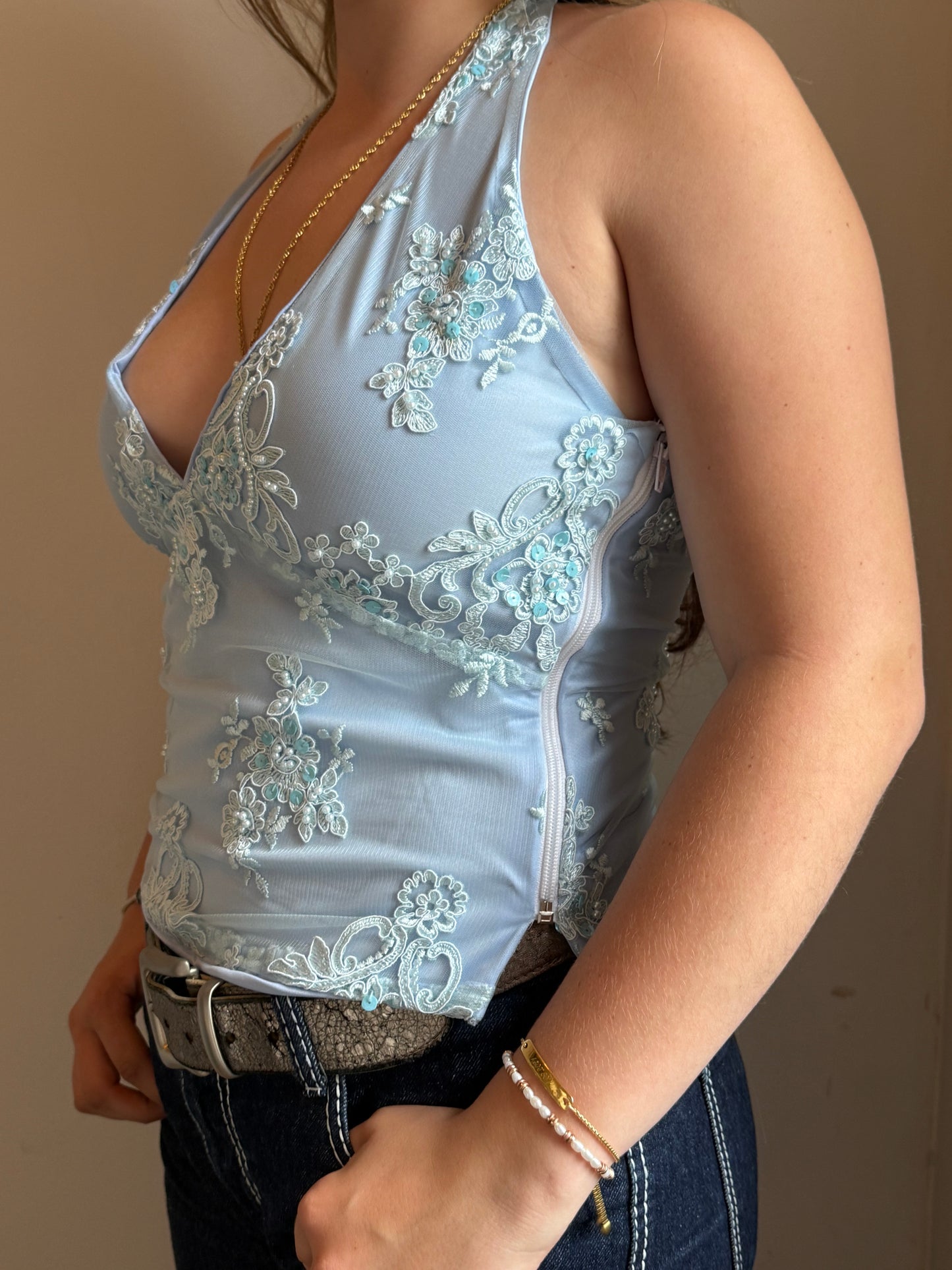 Cordelia Top in Beaded Blue
